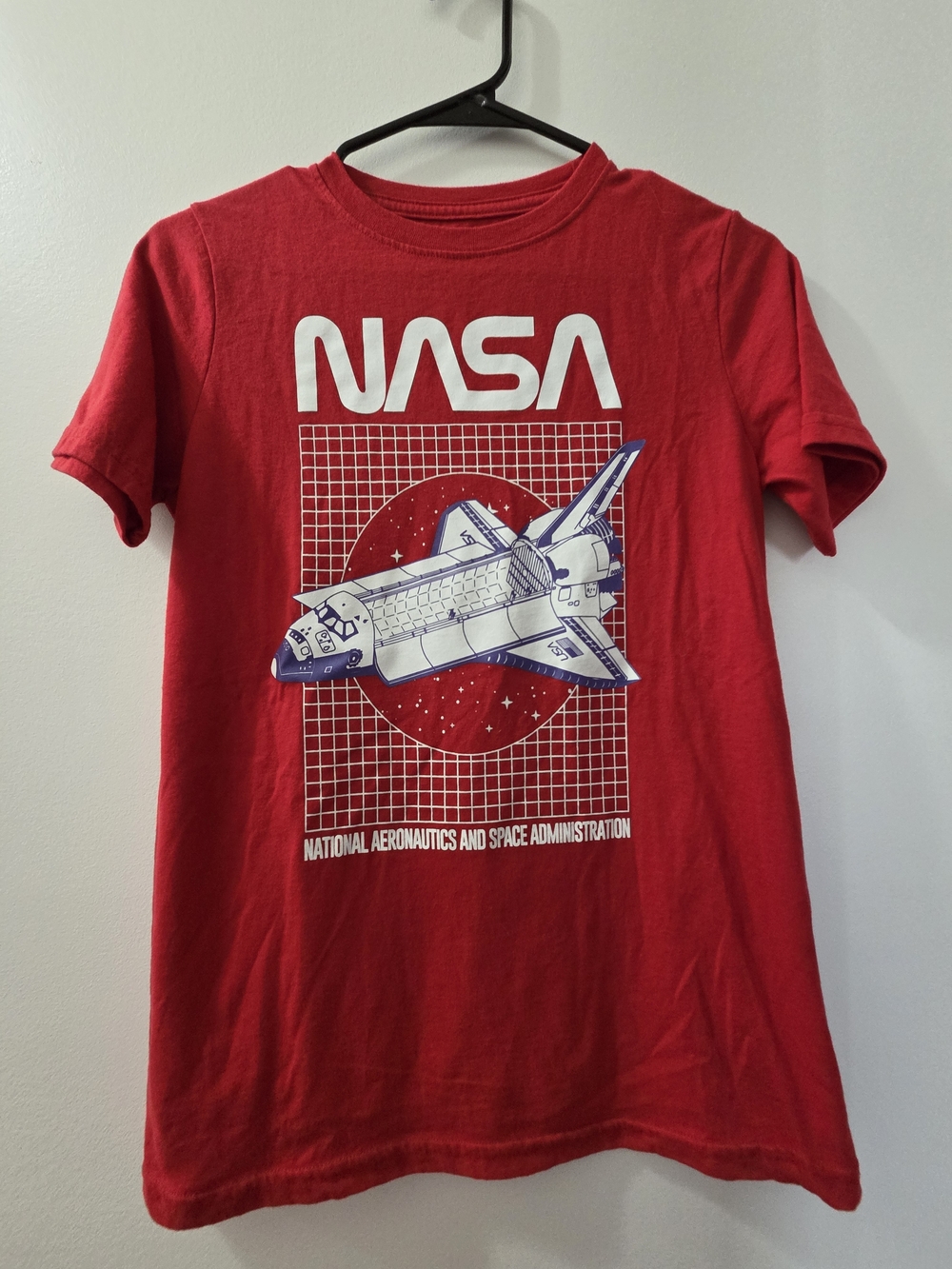 NASA Red Kids Short Sleeve Tee with Space Shuttle Graphic